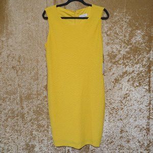 Calvin Klein Yellow Textured Sheath Dress - Size 12